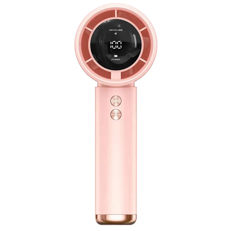 Experience Ultimate Comfort Anywhere with the Portable Handheld Turbo Fan Air Cooler - USB Rechargeable, High-Speed Mini Electric Fan with LED Display for Quiet Outdoor Cooling